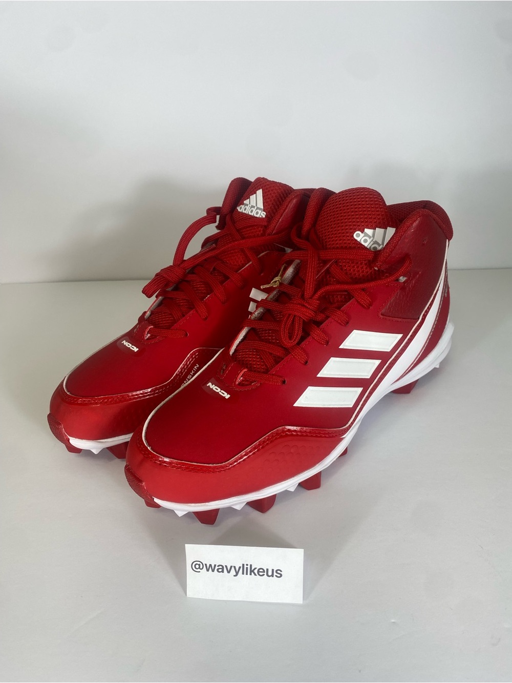 Adidas Icon 7 Mid MD S23921 Baseball Cleats Red White Men's Size 8
